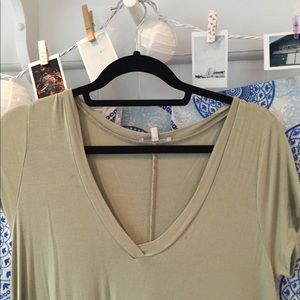 Light green deep v neck t shirt dress